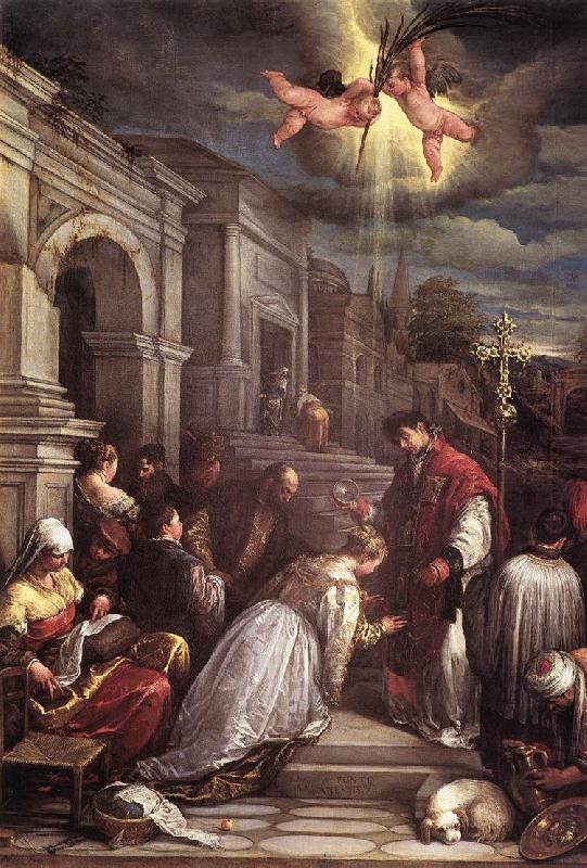 BASSANO, Jacopo St Valentine Baptizing St Lucilla  fgh oil painting image